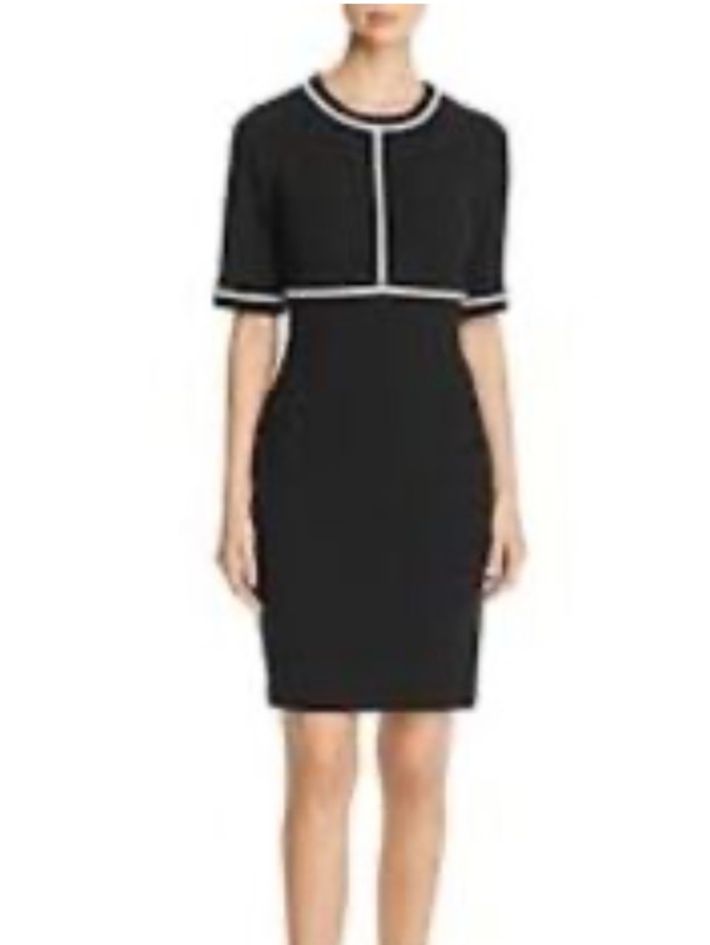 Karl Lagerfeld Black Midi Dress with White Trim